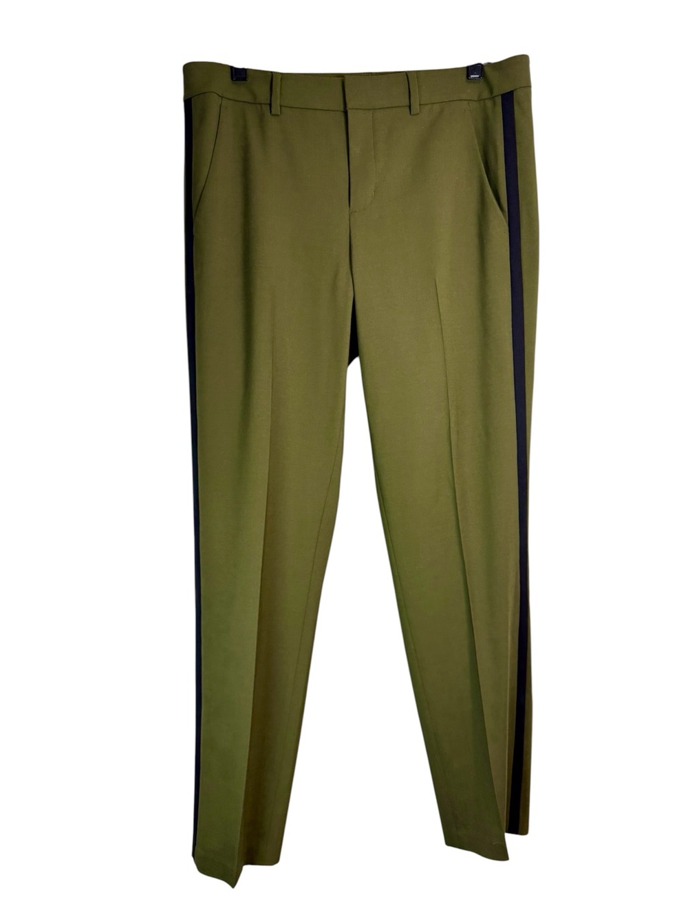 Vince Olive Green Ankle Pants with Black Side Stripe - Picture 3 of 15